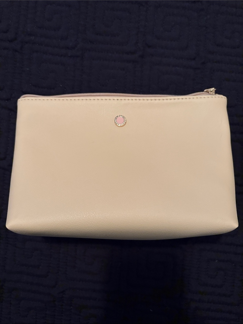 Cream Zip Pouch Cosmetic Bag - Clean Minimal Style Bulgari